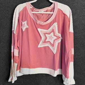 POL Pink Star Patterned Top -Size S